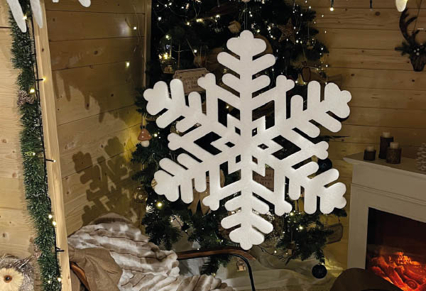 Flocon de neige blanc pailletté - Diamètre 35 cm