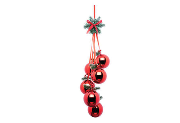 Suspension de 6 boules rouges - Hauteur 21 cm - 20 x 10 cm