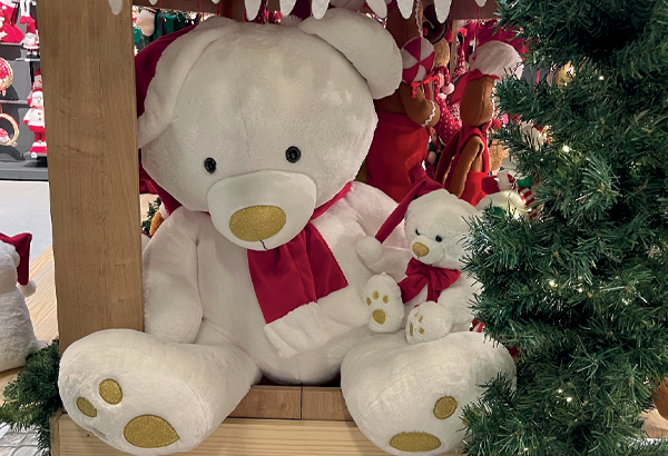 PELUCHE OURSBLANC ND ROUGE HTR100CM