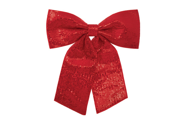 NOEUD DECO SEQUINS 39 X 47 CM ROUGE