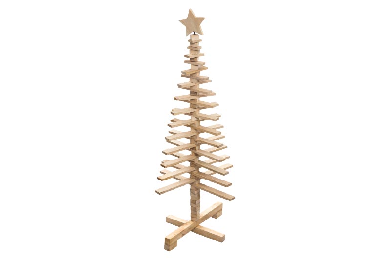 Sapin articulé en bois naturel - Hauteur 150 cm - Diamètre 66 cm