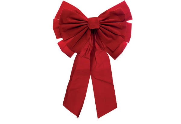 Noeud en velours rouge - Hauteur 60 cm - 40 x 5 cm