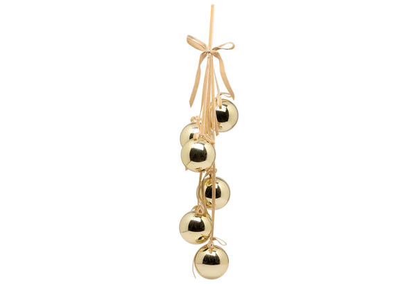 Suspension de 6 boules dorées - Hauteur 71 cm - 20 x 10 cm