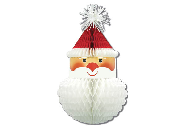 Boule en tête de Père Noël en papier alvéolé - Hauteur 74 cm