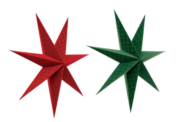 Lot de 2 étoiles à suspendre - Rouge et Verte - Diamètre 72 cm