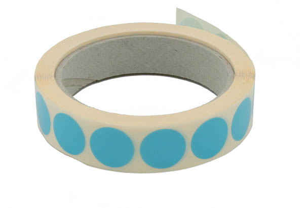 Pastilles adhésives bleues Ø 20 mm en rouleau de 1000