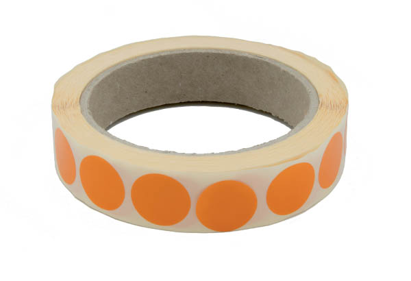 Pastilles adhésives oranges Ø 20 mm en rouleau de 1000