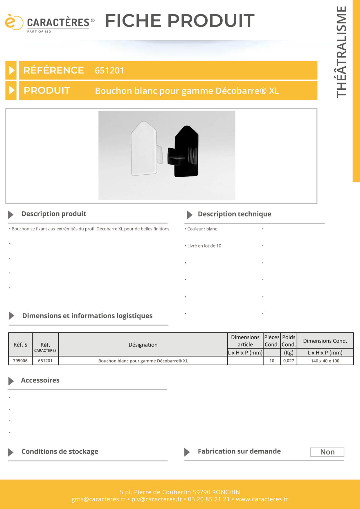 Bouchon blanc pour profil Décobarre® XL
