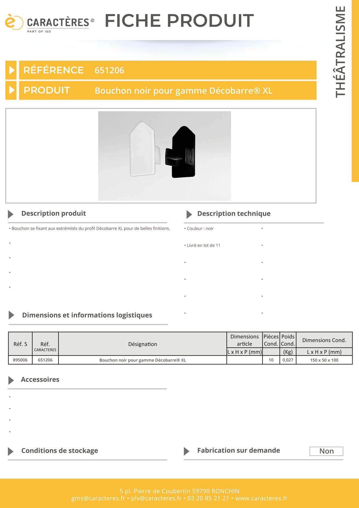 Bouchon noir pour profil Décobarre® XL