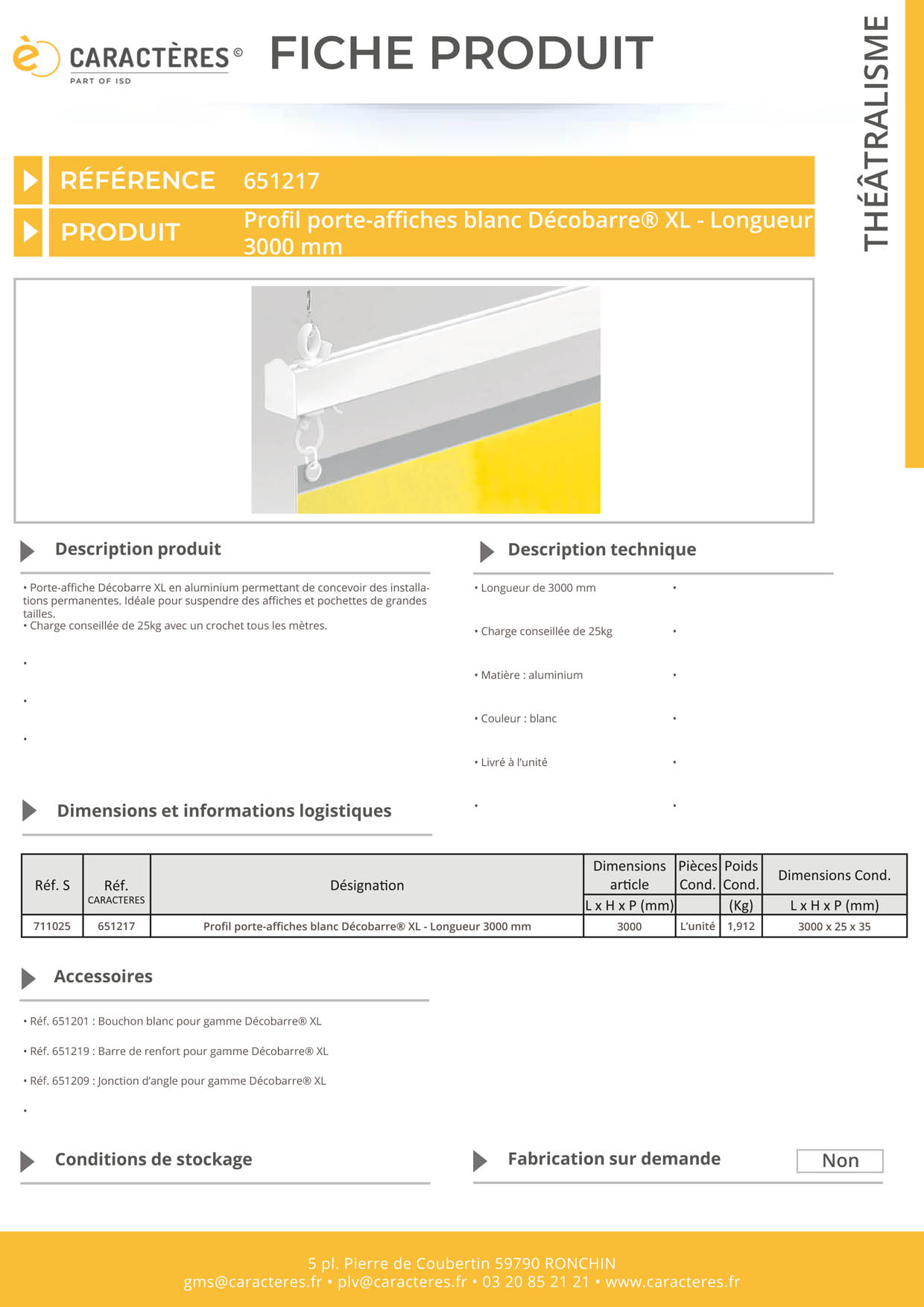 Profil Décobarre® XL en aluminium blanc - Longueur 3000 mm