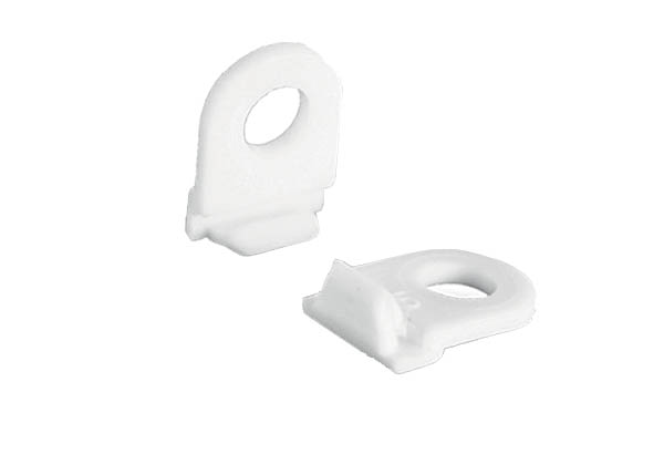 Crochet simple en PVC blanc pour profil clippant Crochet simple en PVC blanc pour profil clippant