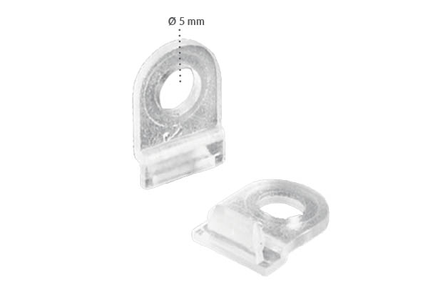 Crochet simple en PVC transparent pour profil clippant