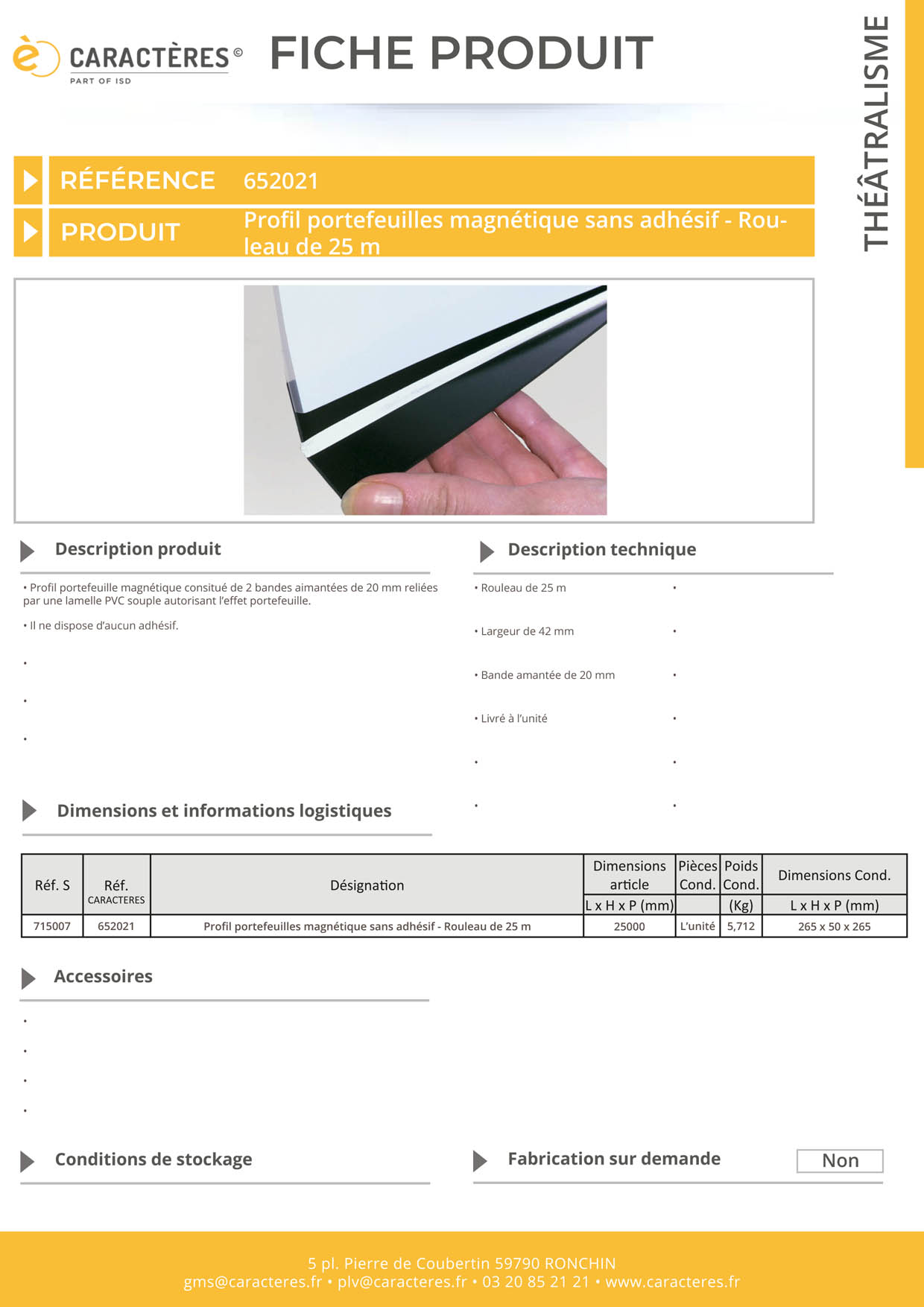Profil portefeuilles magnétique sans adhésif - Longueur 25 m