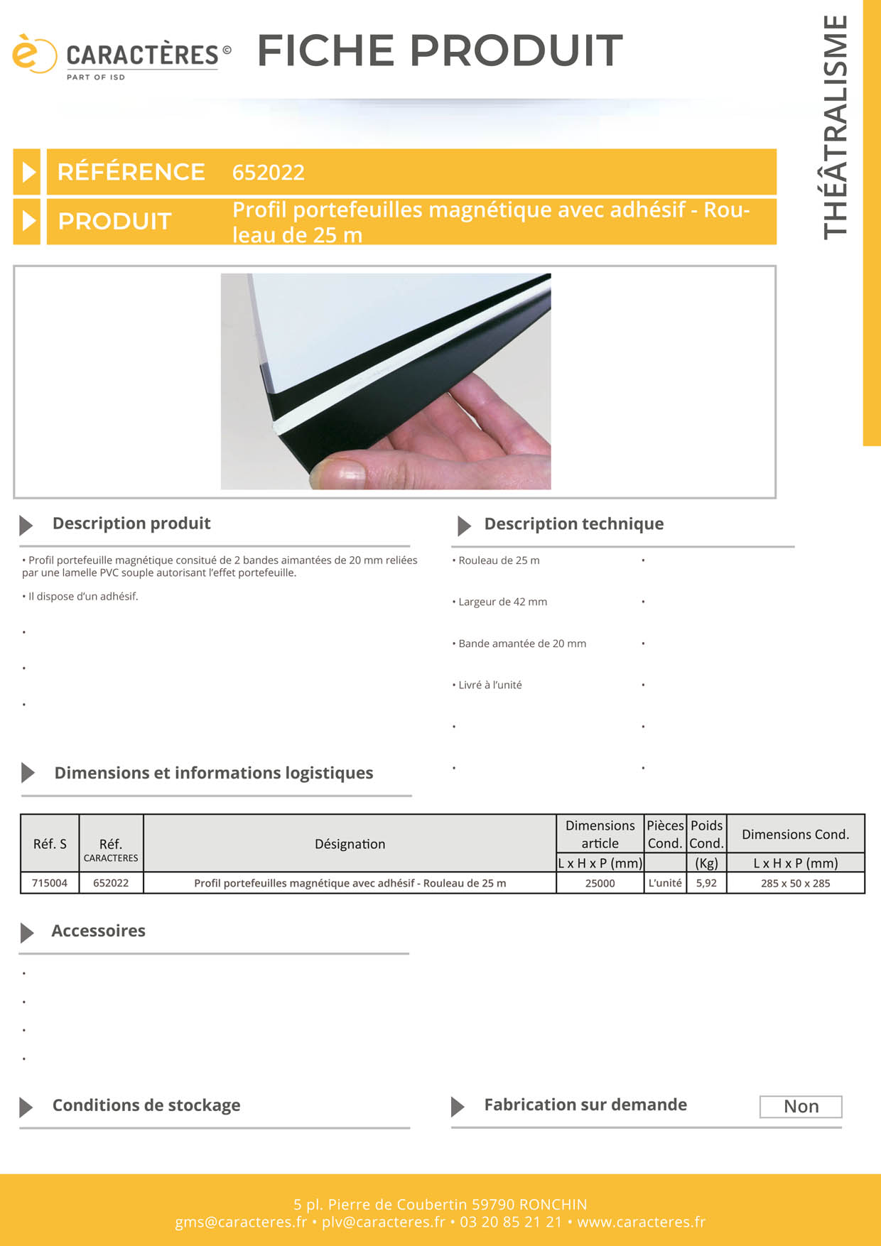 Profil portefeuilles magnétique avec adhésif - Longueur 25 m
