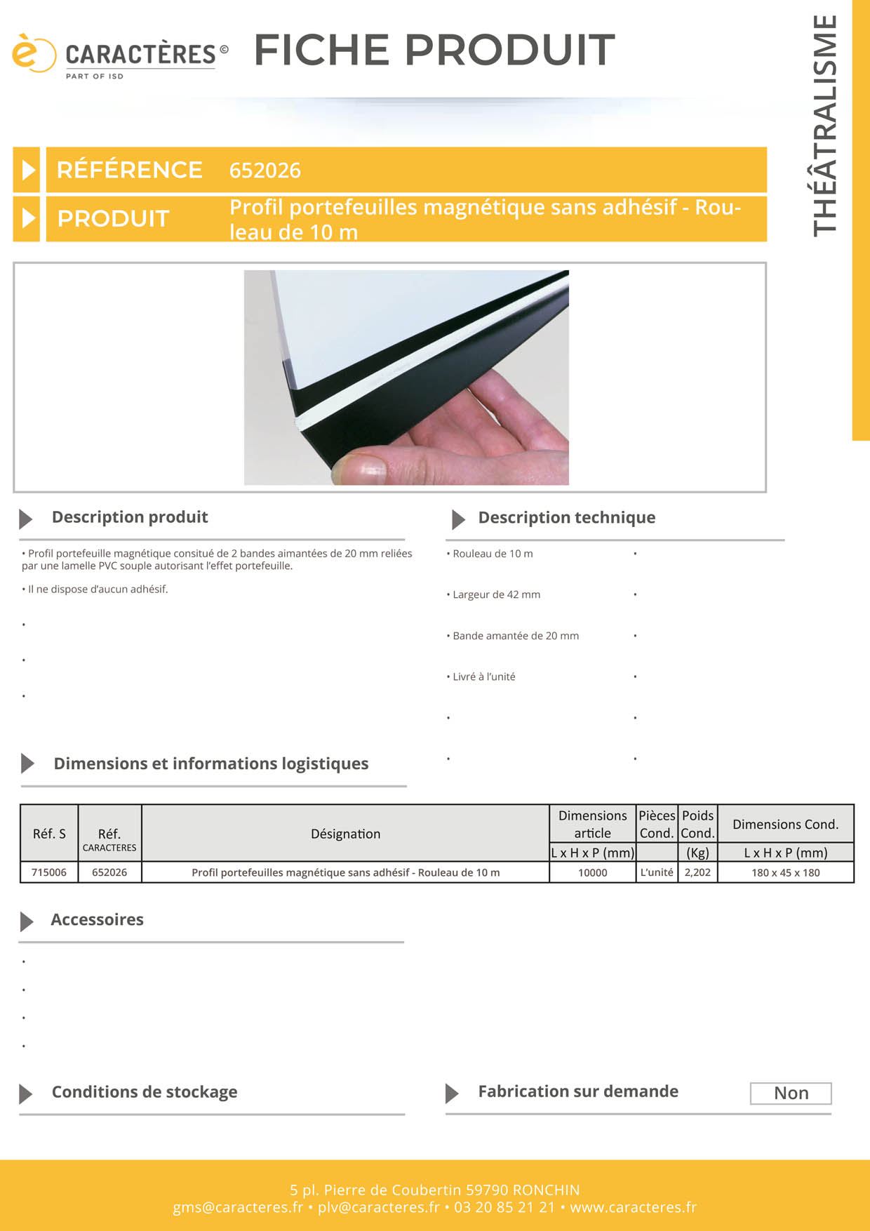 Profil portefeuilles magnétique sans adhésif - Longueur 10 m