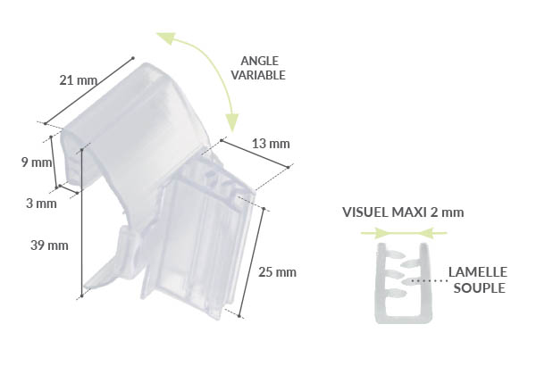 Accroche-grip "drapeau" pour profil porte-étiquette