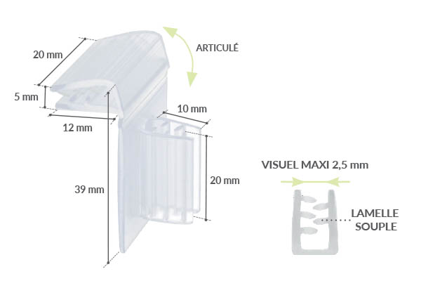 Accroche-grip "drapeau" pour rail électronique
