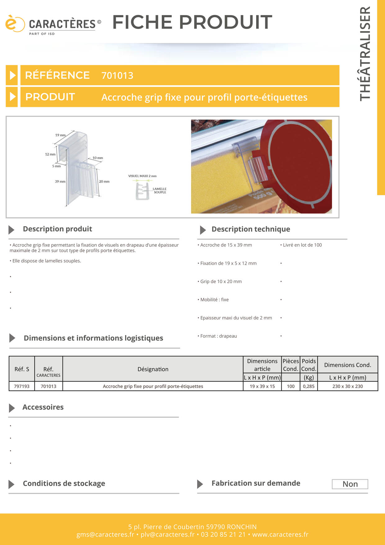 Accroche grip drapeau fixe - Profils porte étiquettes