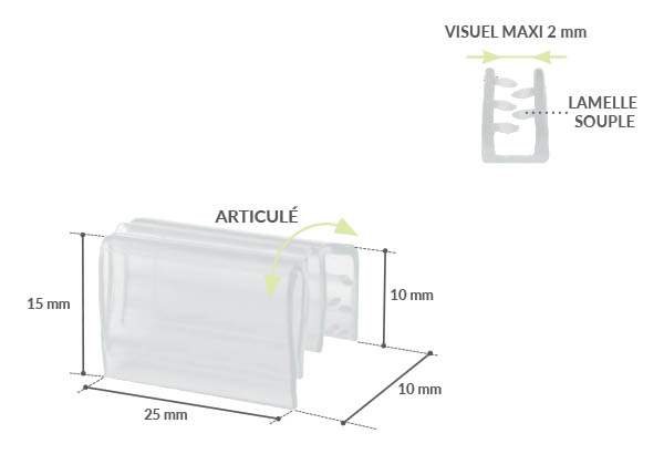 Accroche grip U facing articulée - Profil porte étiquettes