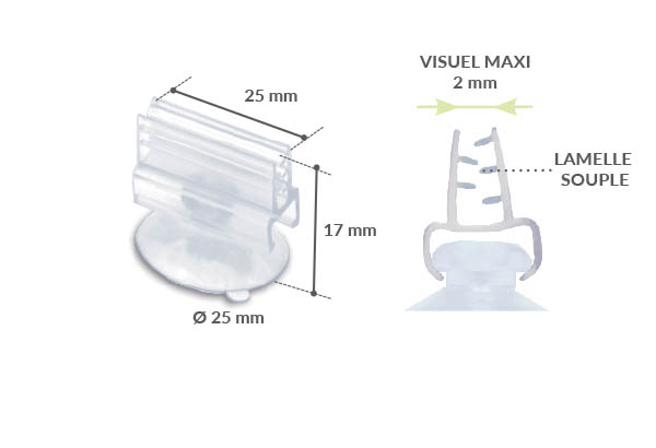 Grip en T ventouse en 25 mm - Base de Ø 25 mm