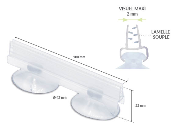 Grip en T ventouse en 100 mm - Base diamètre de 42 mm Grip en T ventouse en 100 mm - Base diamètre de 42 mm