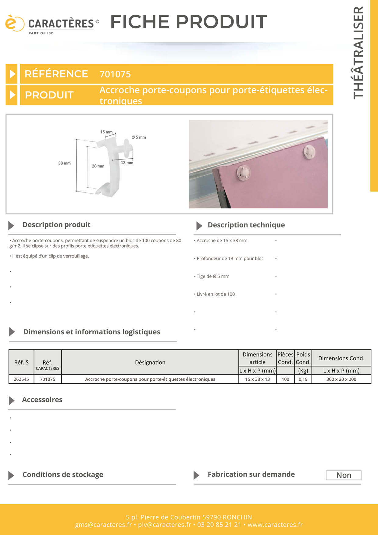 Accroche porte-coupons - Bloc de 100 de 80 g/m2 - Porte étiquettes électroniques