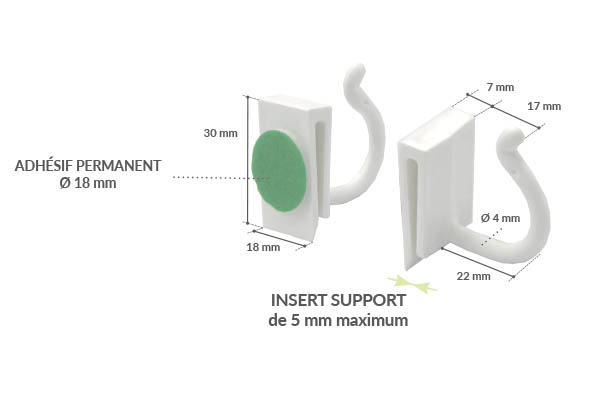 Clip porte-coupons à clipser de 18 x 30 mm - Avec adhésif permanent