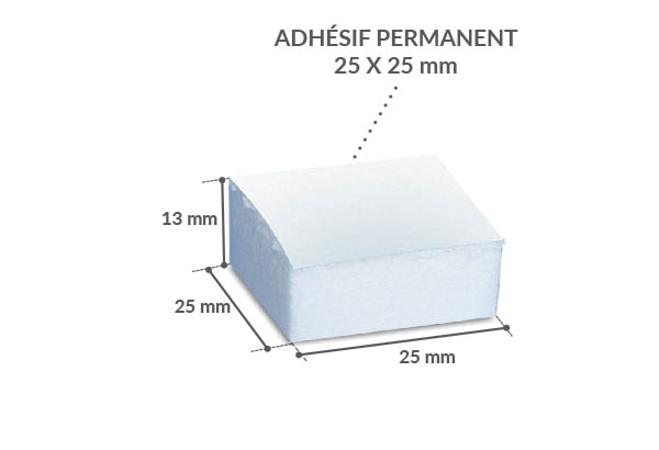 Entretoise mousse blanche deux adhesifs permanents en 13 mm
