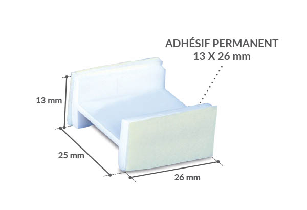 Entretoise H blanc deux adhésifs permanents