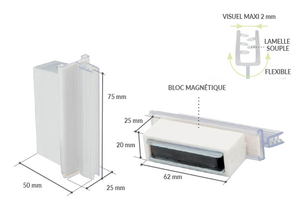 Promobase® magnétique avec grip flexible murale - Hauteur 75 mm