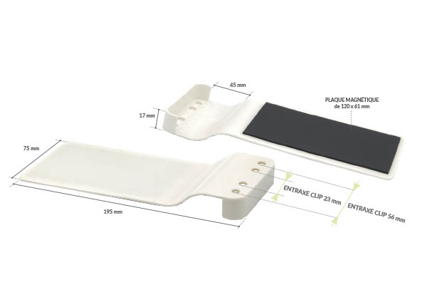 Support pour pied Shark® en PVC blanc plaque magnétique