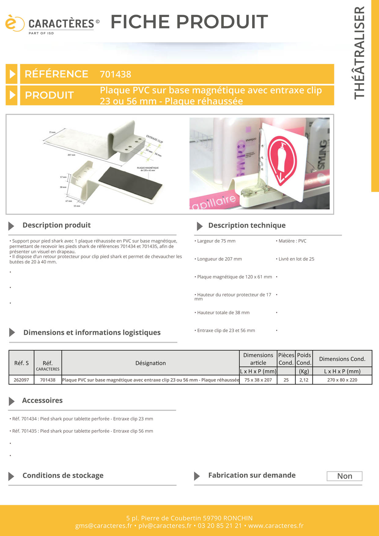 Support pour Pied Shark® - Plaque réhaussée magnétique