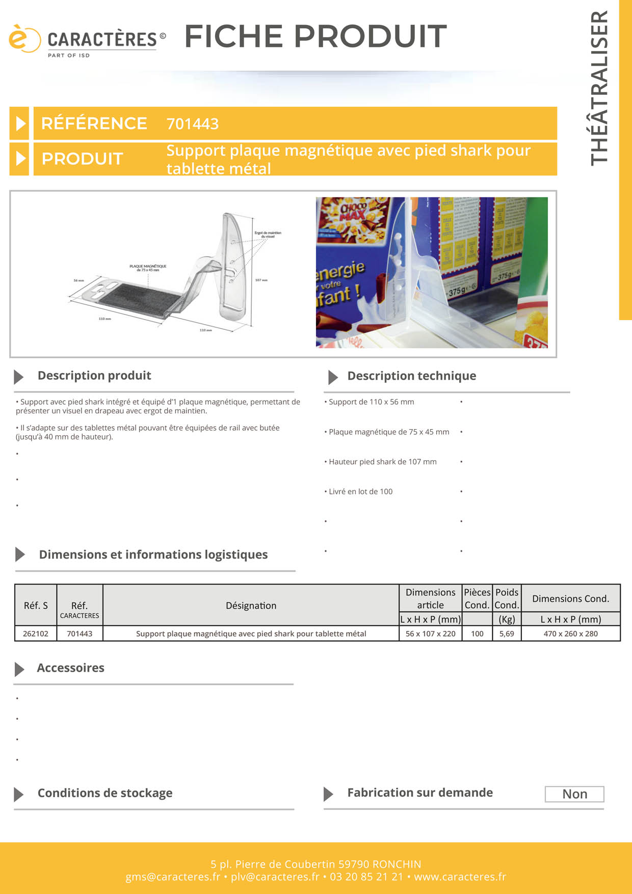 Support avec Pied Shark®  - Plaque magnétique avec pied