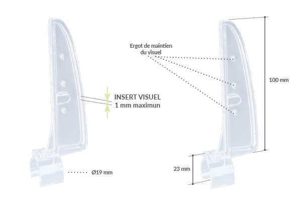 Pied Shark® pour broche textile de Ø 19 mm (ergot de blocage)