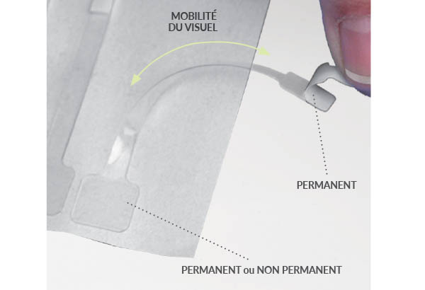 Wobbler adhésif 75 mm en feuille - 2 adhésifs permanents