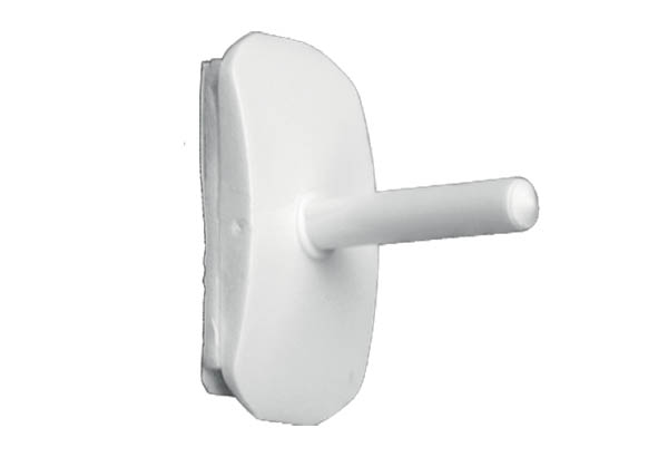 Porte tube droit à 90° avec support adhésif pour tube fendu de Ø 5 - 7 mm