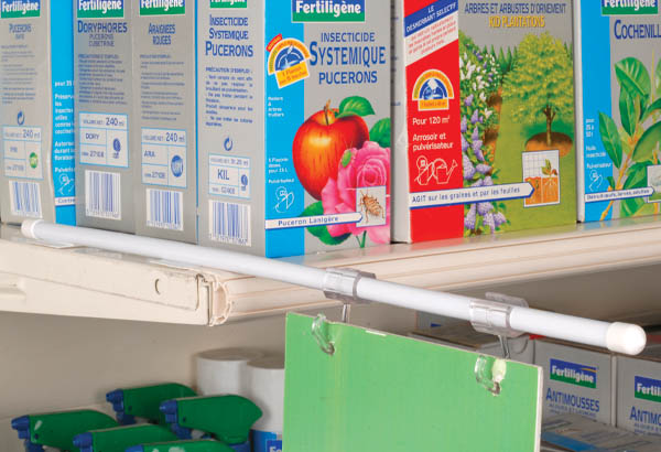 Potence en PVC de 450 mm avec base adhésive - 2 crochets ouverts