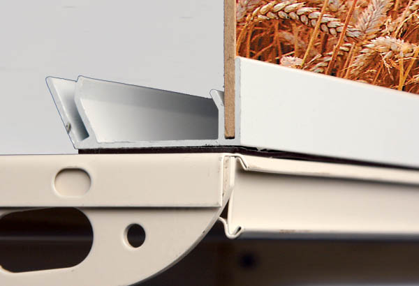 Profil porte fronton magnétique à poser avec 2 angles - Longueur 1000 mm