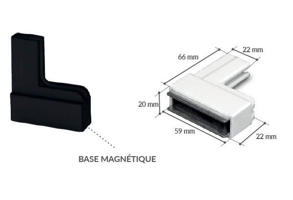 Base murale blanche magnétique pour profil pinçant/ grippant
