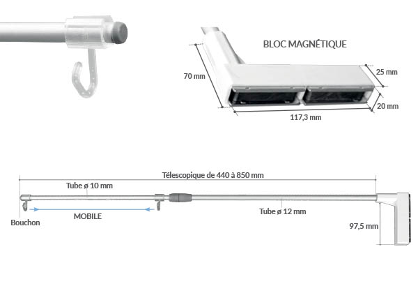 Potence Promobase® aluminium base magnétique télescopique