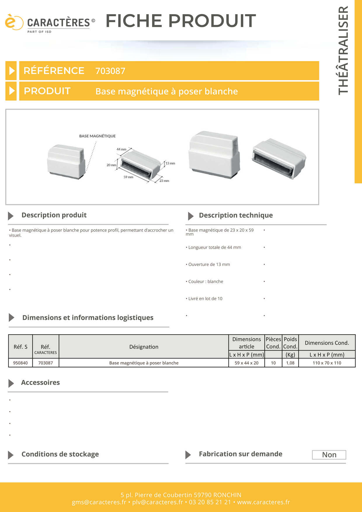 Base magnétique à poser blanche pour potence
