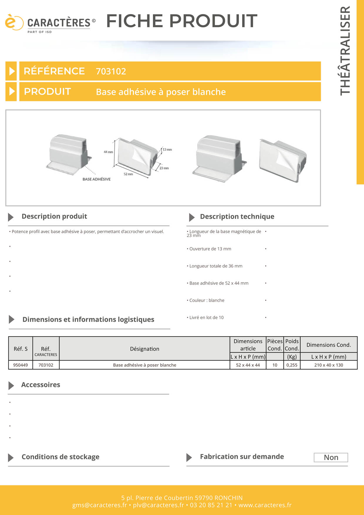 Base adhésive à poser blanche pour potence