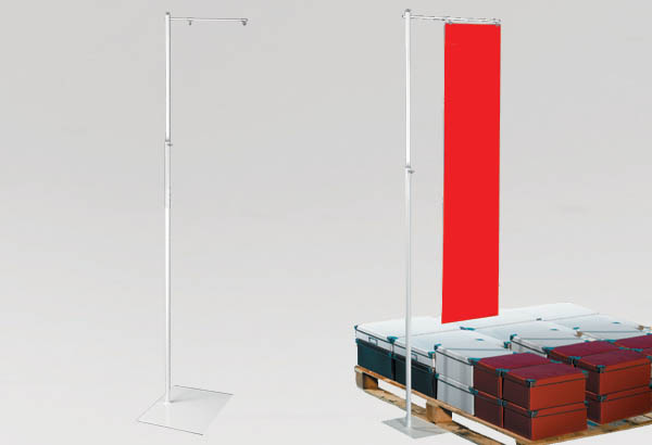 Potence palette simple et télescopique en métal blanc - De 1100 à 2200 mm