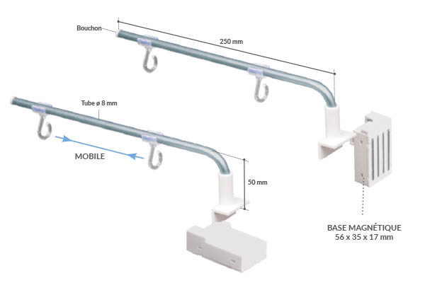 Potence Multimag® base magnétique crochet ouvert 260 mm