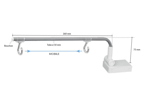 Potence magnétique Mutimag® + articulée de 260 mm - 2 crochets ouverts