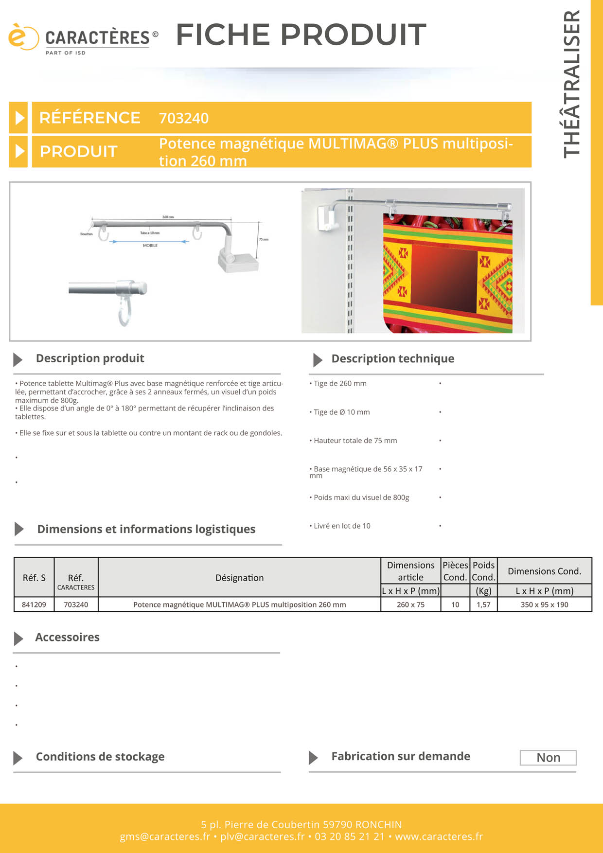 Potence magnétique Multimag® + articulée de 260 mm - 2 anneaux fermés