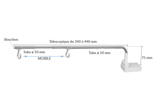 Potence magn Multimag® + articulée de 340 à 440 mm - 2 crochets ouverts