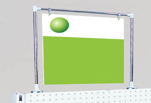 Potence magnétique porte-fronton à poser + 2 crochets ouverts - 480 x 450 mm