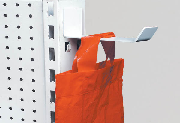 Potence porte sac avec fixation murale adhésive et retour avant - 90 x 60 mm