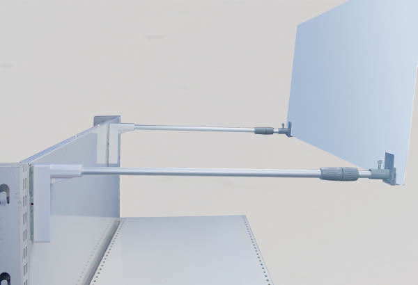 Platine pour potence mural à visser + clip droit porte-fronton - Panneau de 3 mm